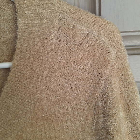 Worthington Sweater SzM V Neck Lng Slvs Super Soft Metallic Knit Nylon/Polyester - Picture 9 of 9